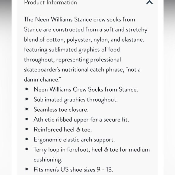 STANCE MEN’S NWT CASUAL CREW HEIGHT W/NEEN WILLIAMS “NOT A DAMN CHANCE!” Socks - Picture 5 of 8